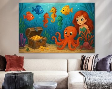 Octopus, fish and treasure chest by Art & Soul Creations