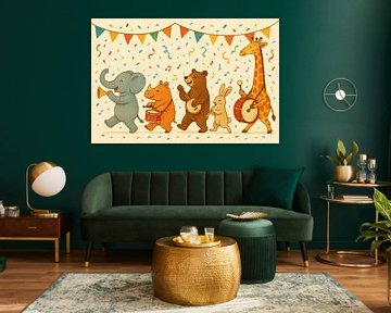 Dancing animals with garlands and music by Art & Soul Creations