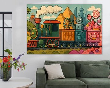 Cartoon-Zug mit Süßigkeiten-Wagen von Imperial Art House