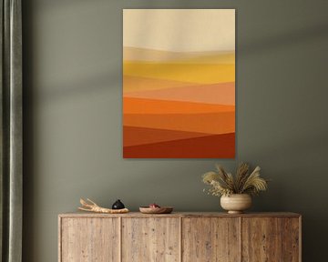 Minimalist Abstract Desert Horizon Art - Warm Earth Tones Layered Landscape Poster by Minggu Galeri