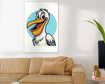 Fröhlicher Pelikan im Cartoon-Stil