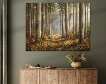 Une forêt inondée de lumière - une fenêtre sur le calme