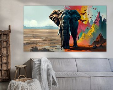 Olifant op buitenaardse planeet van Linda de Klein