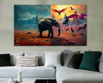 Olifant op buitenaardse planeet van Linda de Klein