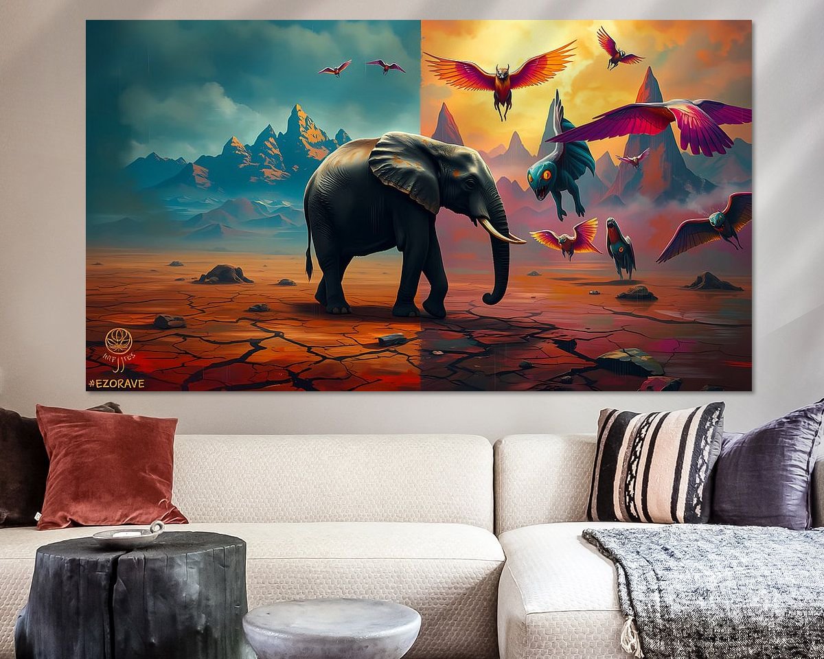 Voorbeeld van het werk in een kamer