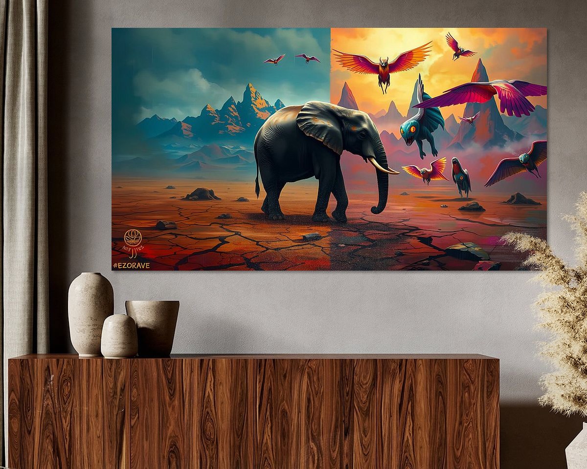 Voorbeeld van het werk in een kamer