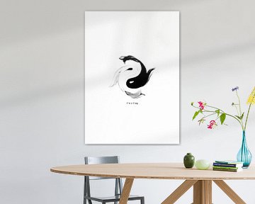 Yin Yang Koi in Inktstroom Harmonie