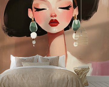 Modern portret, het meisje met de hoed