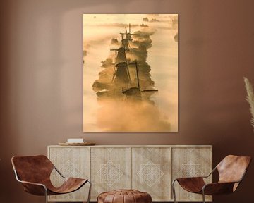 Kinderdijk - Dutch Windmills at Sunrise by Ewold Kooistra