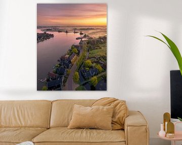 Zaanse Schans at Sunrise - Mills and Water in Soft Morning Light by Ewold Kooistra