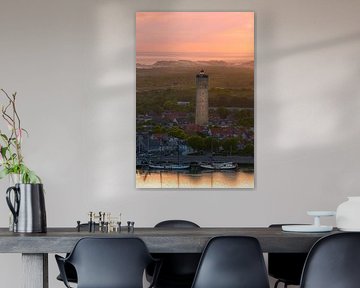 Terschelling's Brandaris at sunset by Ewold Kooistra