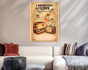 Broadcast of Love Retro Valentine Cherubs Grafik Porträt von Ramy Salah Hefny