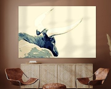 one Ankole cow mixed media by Werner Lehmann