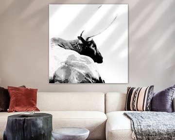 one Ankole cow mixed media by Werner Lehmann