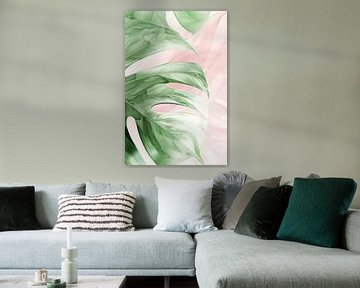 Botanical Illustration in Green and Pink by Lauren Wilde