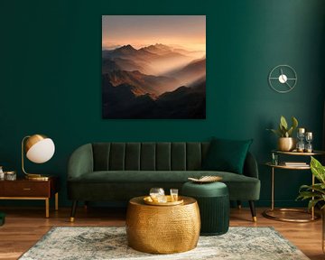 Gouden adem tussen bergketens van Femea Stille Landschappen