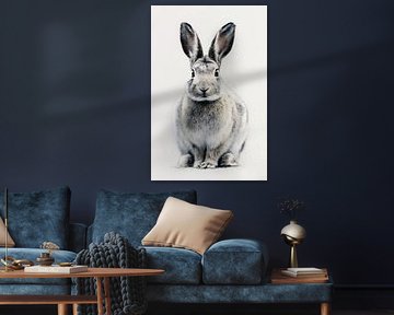 Rabbit in White Portrait of Soft Silent Life by Eva Lee