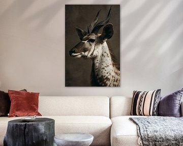 Antilopenporträt in dunklem Licht Eleganz der Wildnis von Eva Lee