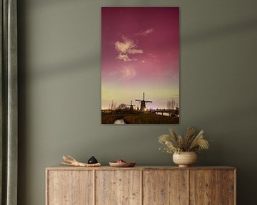 Northern lights over Kinderdijk by Mark den Boer