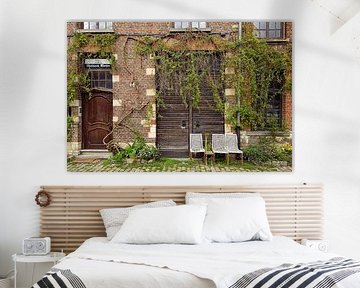 Fassade mit Kletterpflanzen in Gent