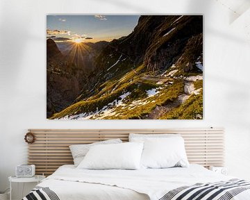 Zonsondergang in de Dolomieten in het Rosengartenmassief (Catinaccio)