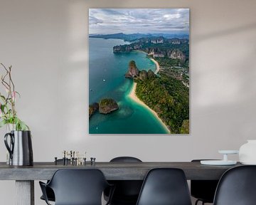 Railay Beach from Above - Limestone Cliffs and Turquoise Water by Ewold Kooistra