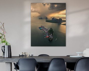 Koh Panyi at Sunset - Floating Village in Phang Nga Bay by Ewold Kooistra