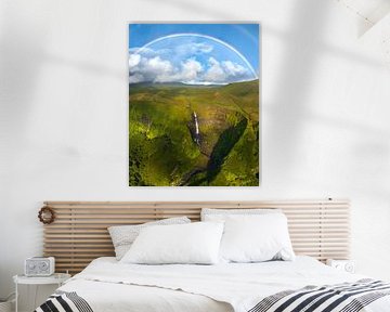 Waterfall under the Rainbow - Magical Landscape in the Azores by Ewold Kooistra