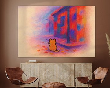 Chat dans la brume de la ville sur Art & Soul Creations