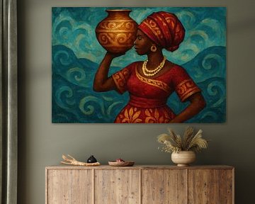 Femme de profil avec une cruche sur Art & Soul Creations