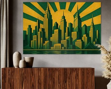 Paysage urbain géométrique avec soleil sur Art & Soul Creations