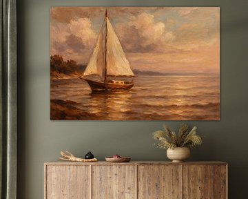 Voilier dans la lumière dorée du soir sur Imperial Art House