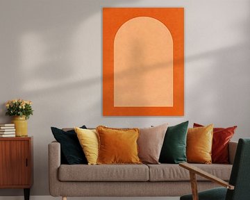 JAPANDI Minimalist Arch Portal - Terracotta Orange Gradient Geometric Art
