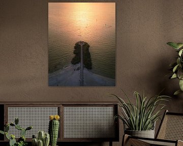 Golden evening light over Makkum beach by Ewold Kooistra