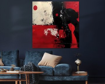 Abstract in rood, wit en zwart