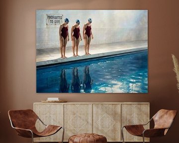 Schwimmer, die sich am Beckenrand reflektieren von Jan Keteleer