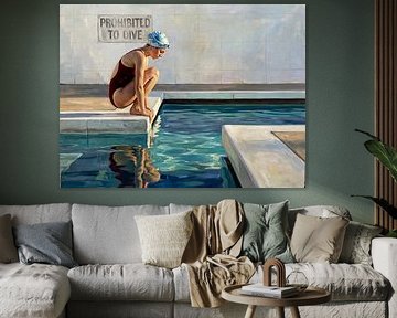 Kontemplativer Schwimmer am Pool von Jan Keteleer