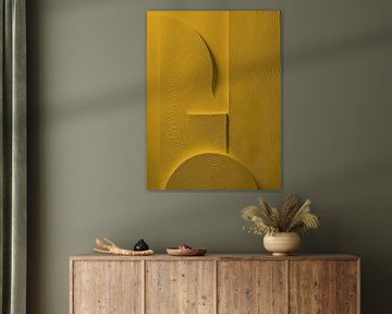 Minimalisme abstrait - Formes organiques en jaune moutarde