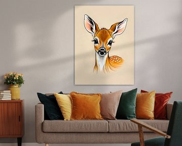 Hirsche in sanften Naturtönen von Ivonne Fuhren-van de Kerkhof