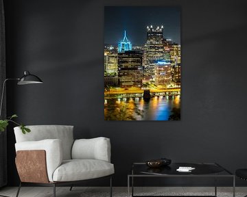 Pittsburgh skyline bij nacht