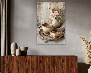 Coffee and Tiramisu in Earth Tones - Poetic Still Life for a Warm Interior by Joriali Fine Art