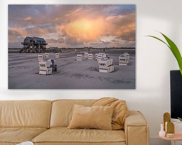Sunset on the beach at Sankt Peter-Ording by Achim Thomae Photography