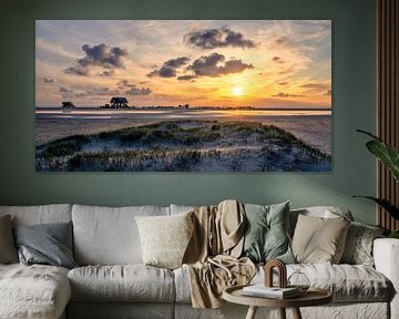 Coucher de soleil sur la plage de St. Peter-Ording sur Achim Thomae Photography