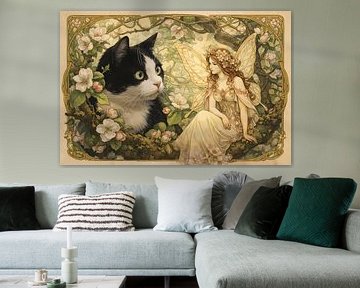 Chat et fée Art nouveau