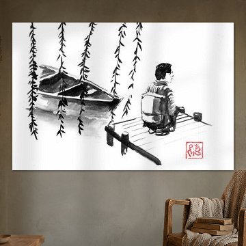 Geisha auf einem Ponton von Péchane Sumie