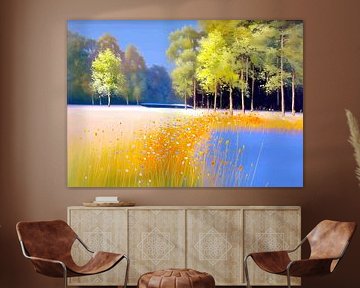 Prairie fleurie | Bordure dorée sur Caprices d'Art