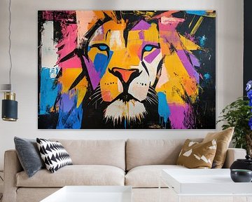 Colourful lion with a powerful appearance by ARTEO Paintings