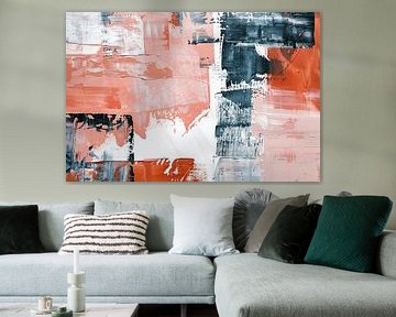 Koralle und Anthrazit | Ausdrucksstark abstrakt von Lauren Wilde