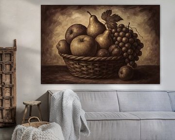 Vintage still life with fruit basket by Art & Soul Creations