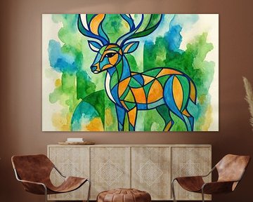 Cerf abstrait avec aplats de couleur sur Art & Soul Creations
